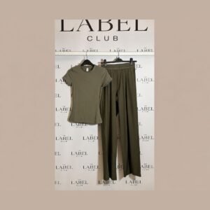 ALPNTSSTOLV.shop_-1 Tee & Wide-Leg Pants Set — Olive