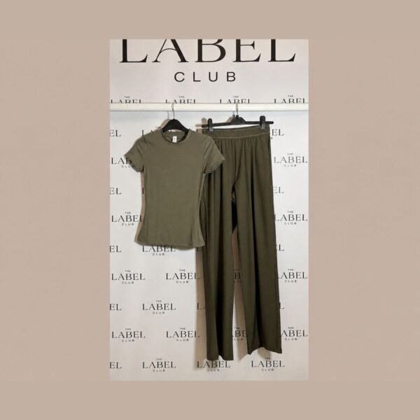 ALPNTSSTOLV.shop_-1 Tee & Wide-Leg Pants Set — Olive