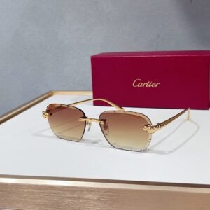 Rimless sunglasses in brown and gold