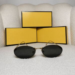 Rimless Oval Sunglasses — Silver / Black