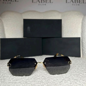 Warriors Rimless Angular Sunglasses — Gold