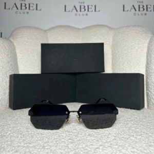 Warriors Rimless Angular Sunglasses — Black